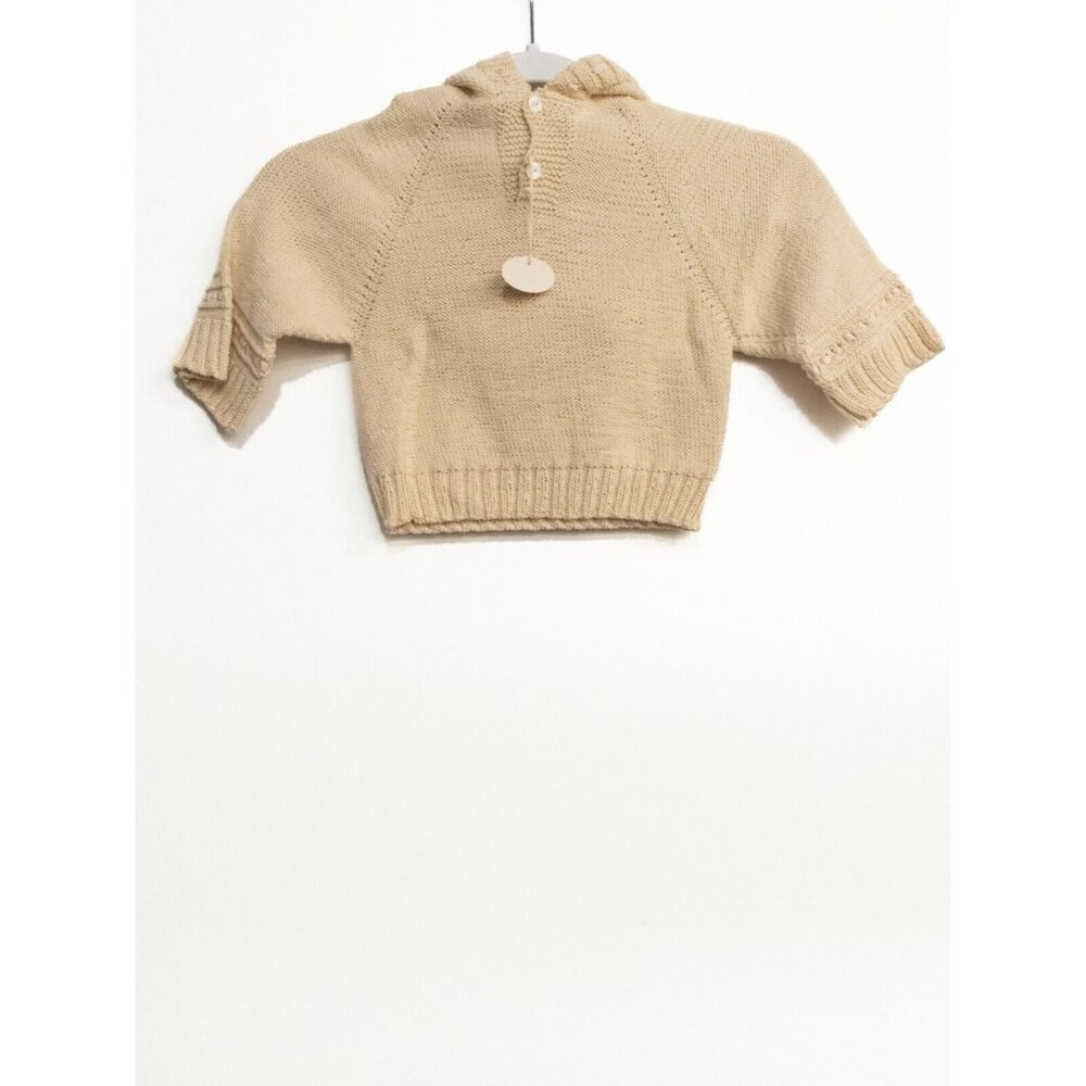 Empress Baby Girls Ivory Cotton Sweater Solid Pullover 3/4 Sleeve Hooded 18-24M